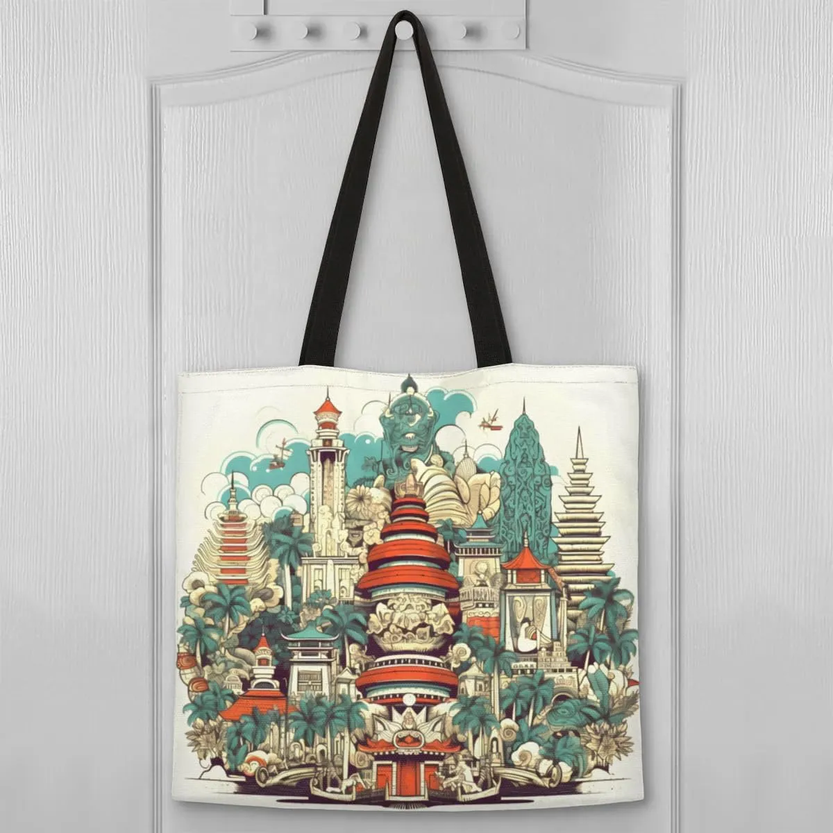 Religious Building Canvas Tote Bag for Women Men Stylish Tote Handbag Shoulder Bag Reusable Grocery Bag