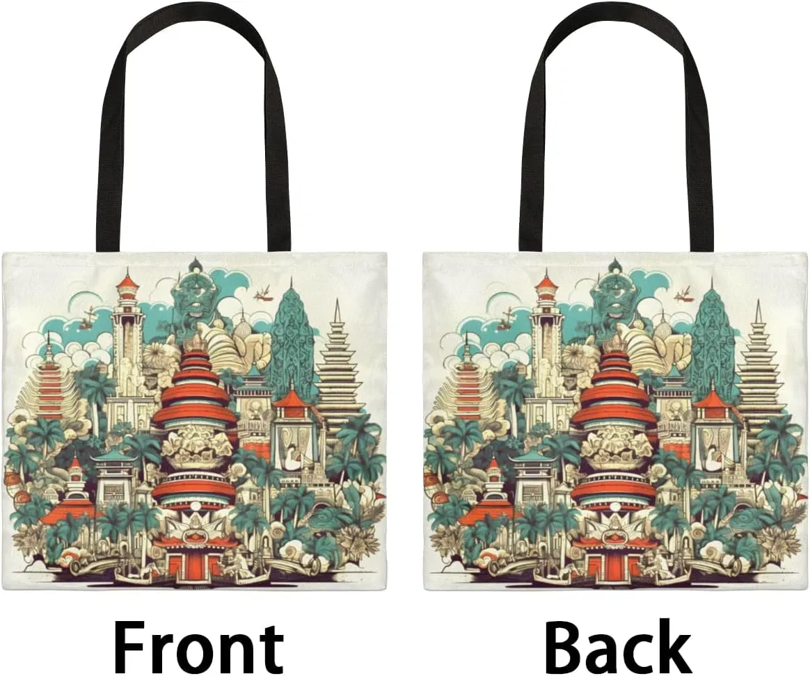 Religious Building Canvas Tote Bag for Women Men Stylish Tote Handbag Shoulder Bag Reusable Grocery Bag