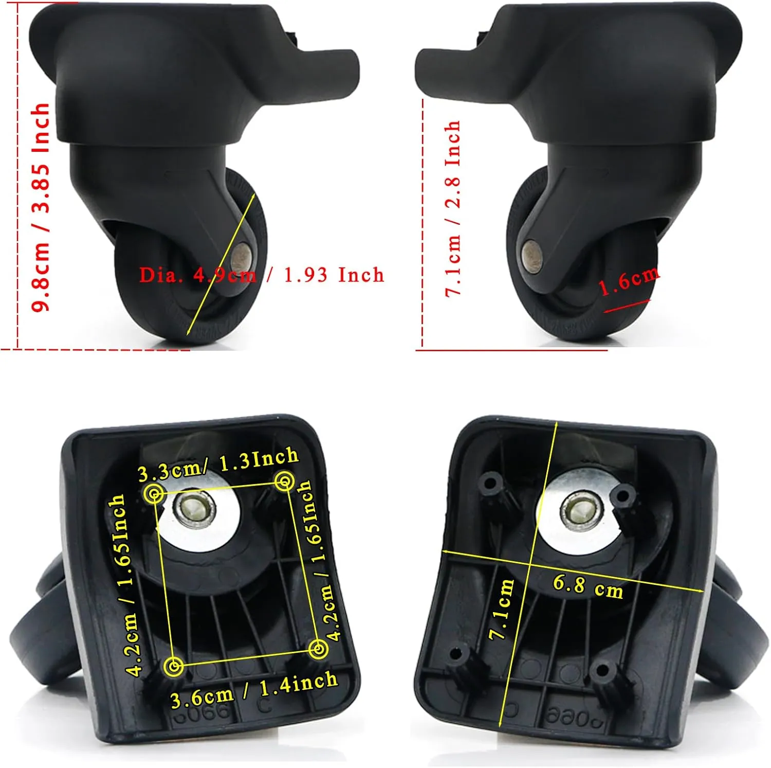 Replacement Luggage Wheels for Suitcases Repair, Set of 4, Luggage Spinner Wheel Replacement Repair Casters for Travel Customs Trolley Bag