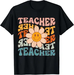 Retro Teacher Daisy Colorful - Elementary School Teacher T-Shirt