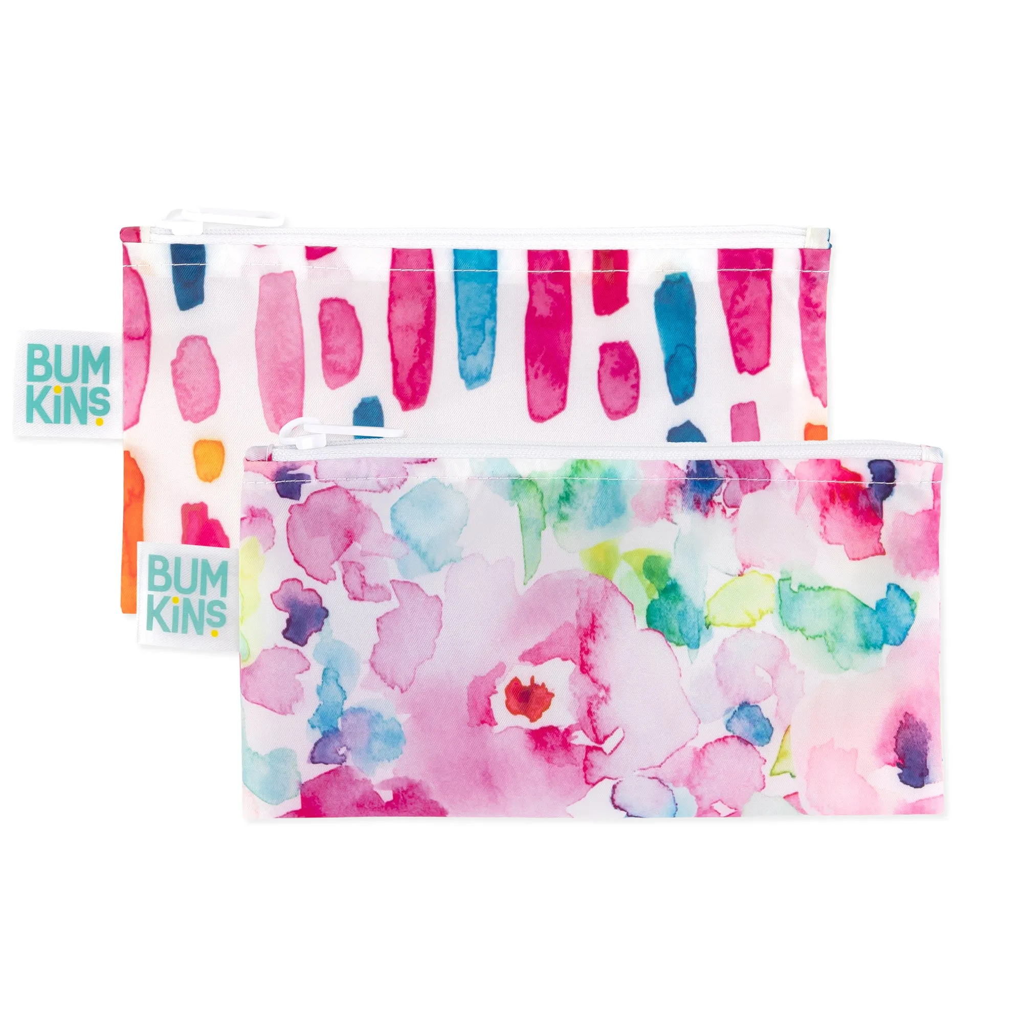 Reusable Snack Bag, Small 2-Pack: Watercolor & Brush Strokes