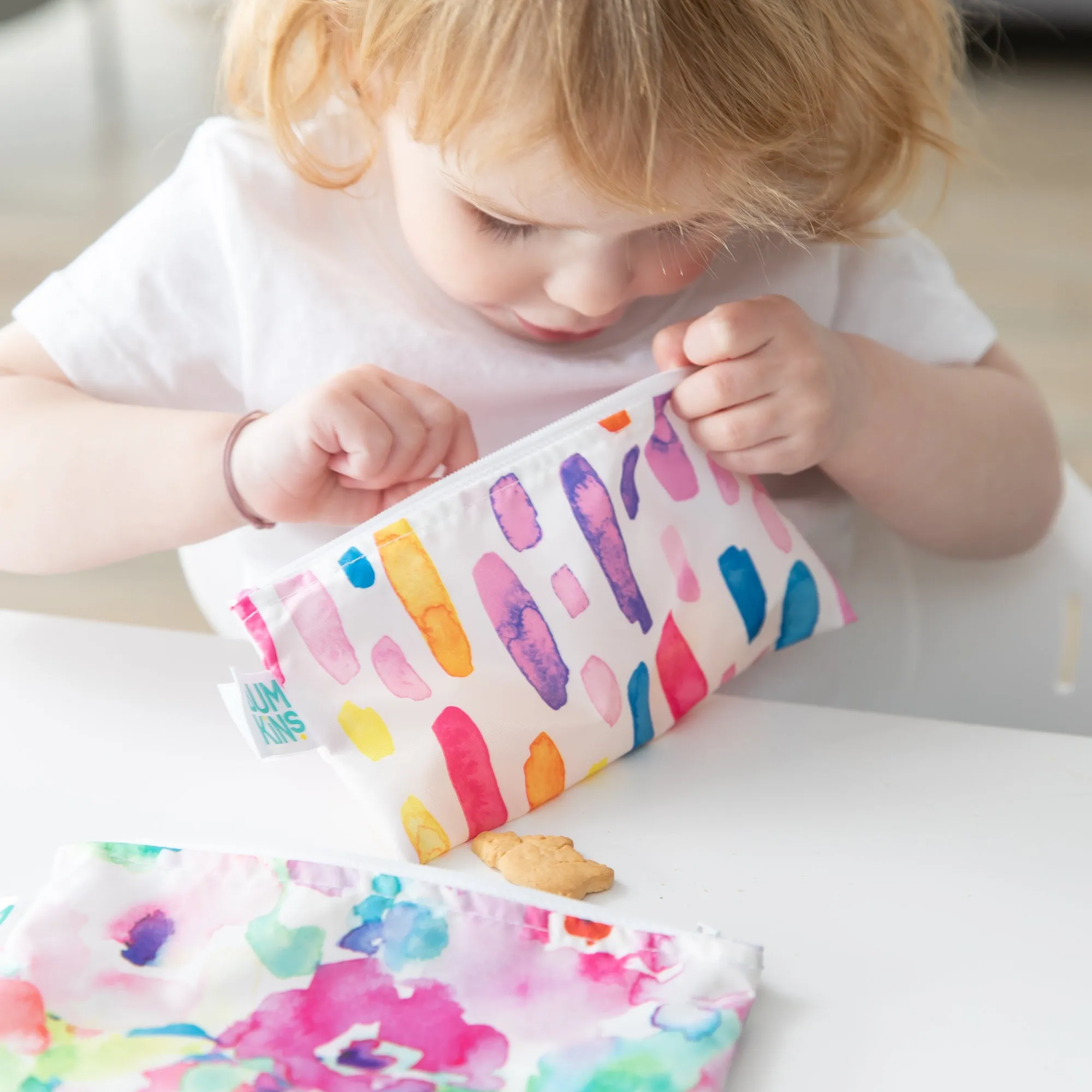 Reusable Snack Bag, Small 2-Pack: Watercolor & Brush Strokes