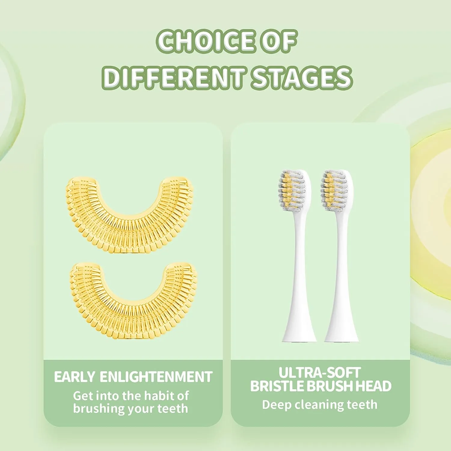 RexCodar Kids Electric Ultrasonic Toothbrush, U Shaped IPX7 Waterproof with 5 Smart Modes (Cartoon Duck, Ages 2-6)