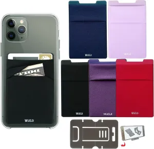 RFID Blocking Phone Card Wallet - Double Secure Pocket - Ultra-Slim Self Adhesive Credit Card Holder Card Sleeves Phone Wallet Sticker All Smartphones-5Pack(Multicolor)