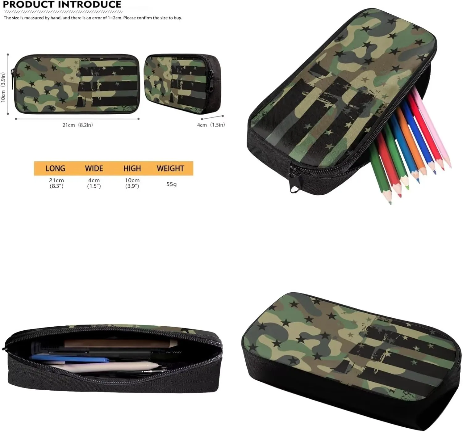 Rnyleeg American Flag Green Camo Backpack for Boys with Lunch Box Fashion Boys Backpack Ages 8-10 Lightweight Bookbag Set for Elementary Middle School Back to School Supplies Set