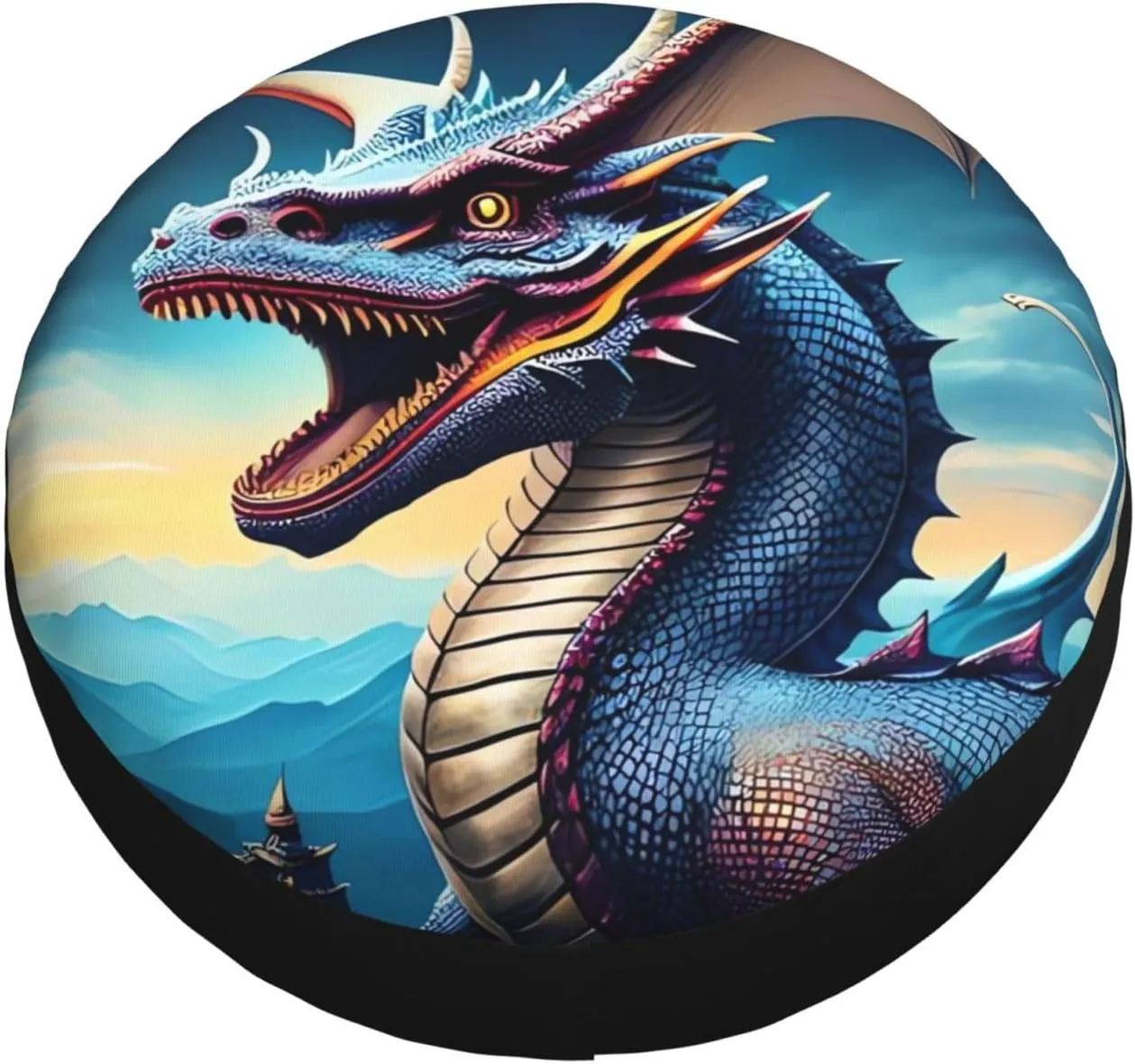 Roaring Dragon Tire Cover Outdoor Waterproof Snow Sun Rain Wheel Cover Portable Wheel Bags Camper Spare Tire Cover Universal Car Tire Protectors for Trailer RV SUV