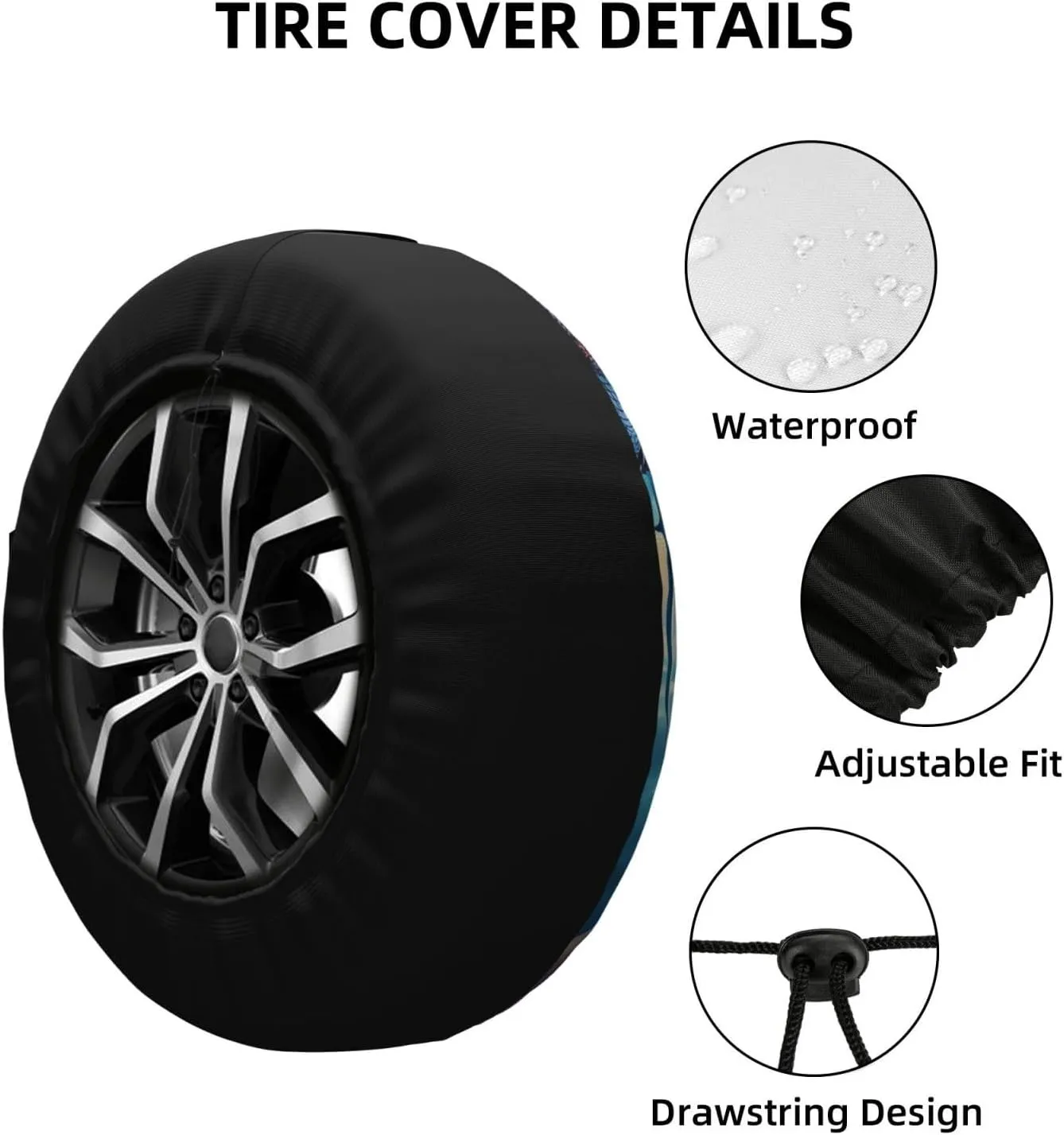 Roaring Dragon Tire Cover Outdoor Waterproof Snow Sun Rain Wheel Cover Portable Wheel Bags Camper Spare Tire Cover Universal Car Tire Protectors for Trailer RV SUV