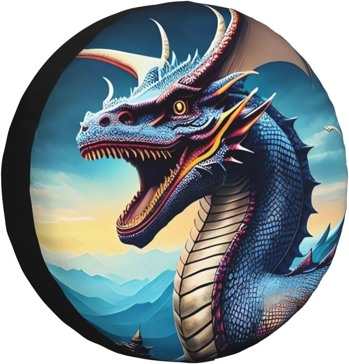 Roaring Dragon Tire Cover Outdoor Waterproof Snow Sun Rain Wheel Cover Portable Wheel Bags Camper Spare Tire Cover Universal Car Tire Protectors for Trailer RV SUV