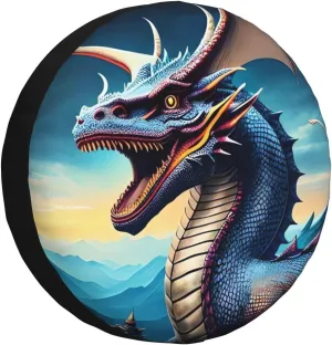 Roaring Dragon Tire Cover Outdoor Waterproof Snow Sun Rain Wheel Cover Portable Wheel Bags Camper Spare Tire Cover Universal Car Tire Protectors for Trailer RV SUV