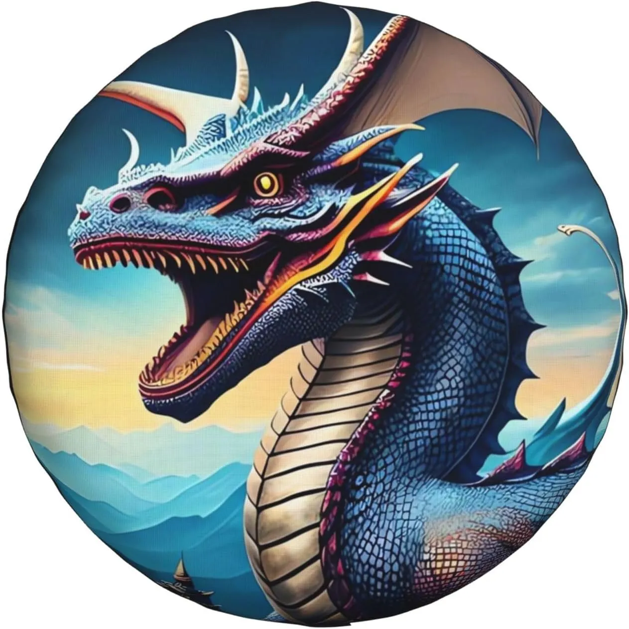 Roaring Dragon Tire Cover Outdoor Waterproof Snow Sun Rain Wheel Cover Portable Wheel Bags Camper Spare Tire Cover Universal Car Tire Protectors for Trailer RV SUV