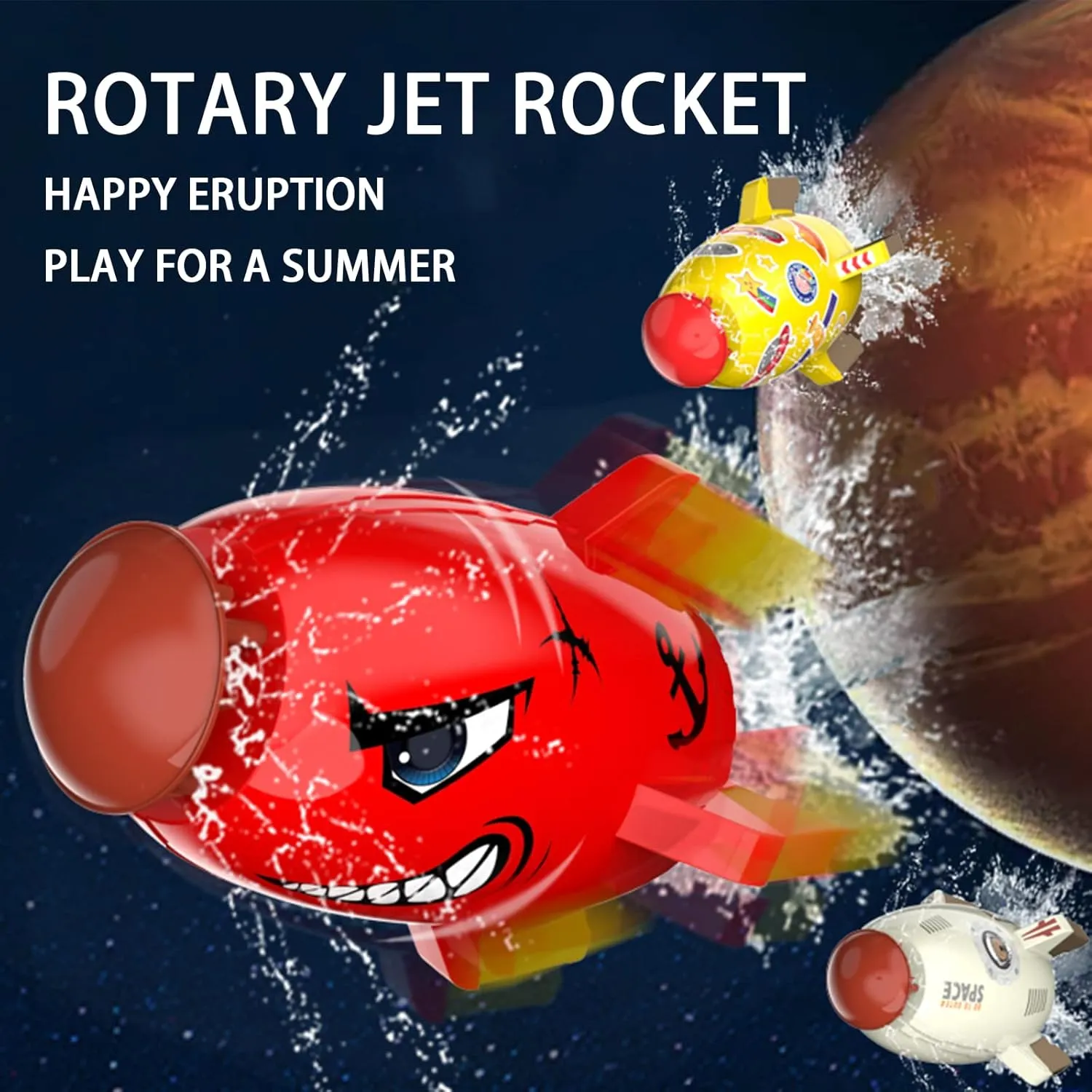 Rocket Sprinklers Kids Toys Water Splash Rocket Outdoor Water Play for Kids Rocket Sprinklers Toy Water Blaster Rockets Summer Garden Lawns Water Toys Spray for Kids 3 Years and Up (Red)