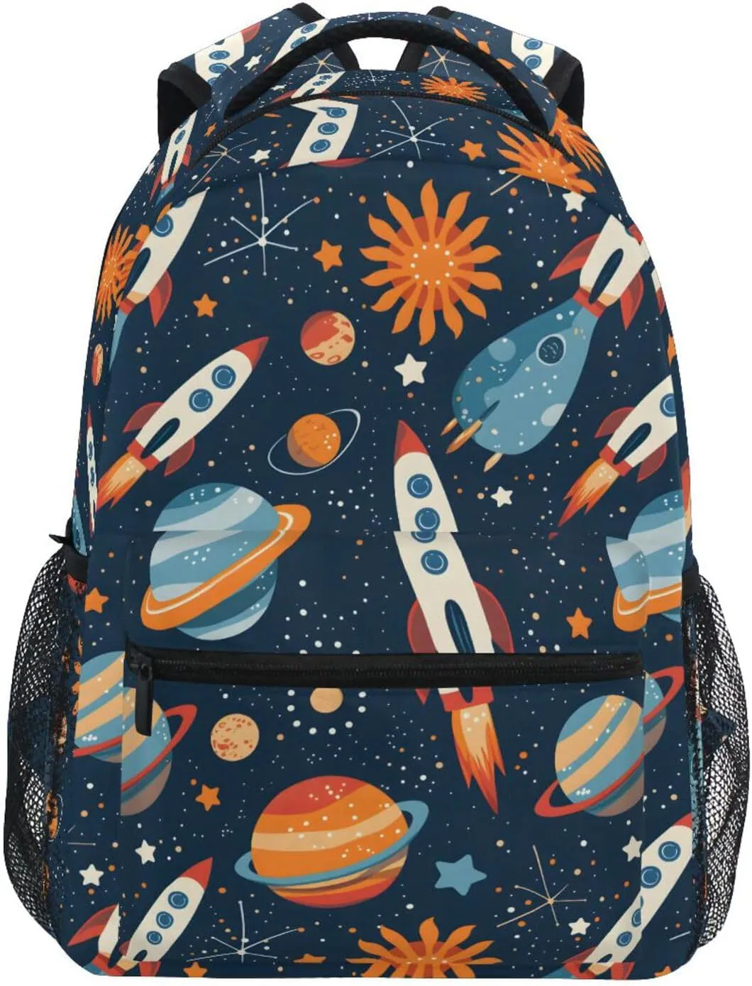 Rockets with Planets Backpack 3rd 4th 5th Grade School Bookbag Travel Laptop Daypack Bag Purse for Boys Girls Teens