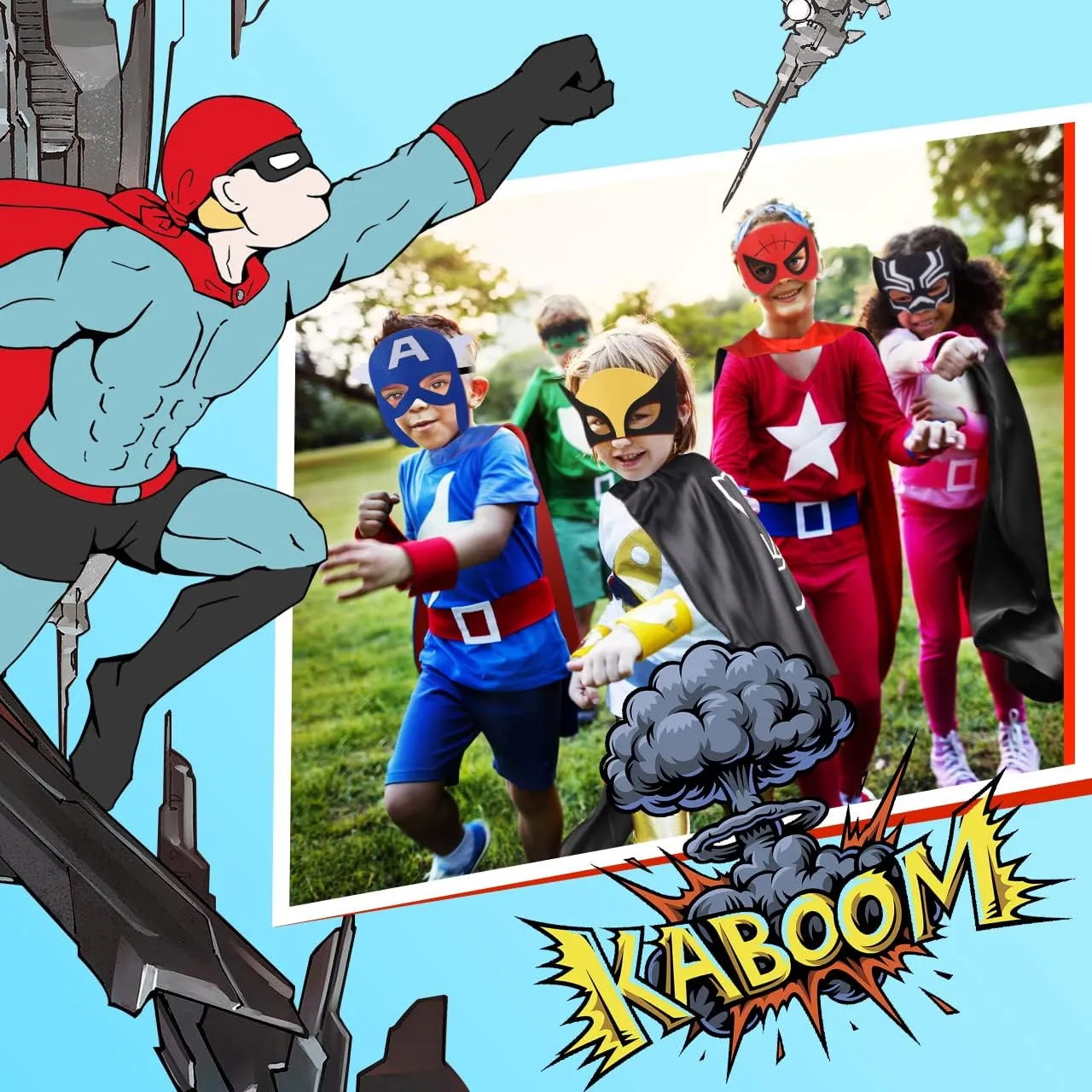Roko Toys for 3-10 Year Old Boys Girls, Superhero Capes for Kids Cartoon Dress up Costumes Party Supplies Christmas Gifts