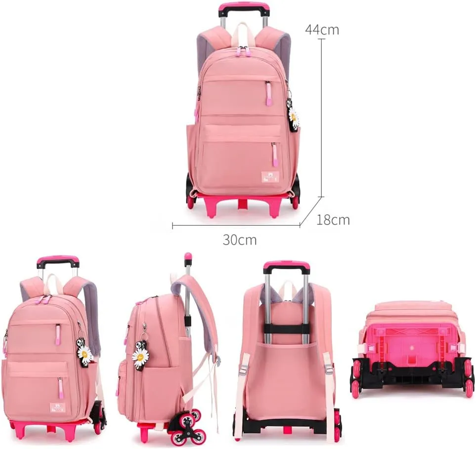 Rolling Backpack,Backpack with Wheels,Kids Roller Backpack for Girls Boys Travel Bag on Wheels Kids Trolley School Bag,Purple