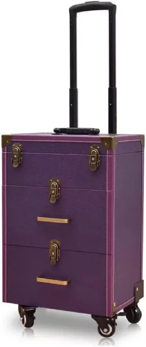 Rolling Luggage Makeup Kit​​​Beauty Suitcase Wheeled Cosmetic Bag Nail Art Tattoo Trolley Bag(D)