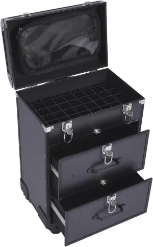 Rolling Makeup Case, 3 Layers Large Cosmetic Trolley Cosmetics Storage Organizer with 2 Keys & 4 Universal Wheels, Portable Makeup Trolley Make Up Bag for Nail Art Hair Styling, Load 110.3lbs