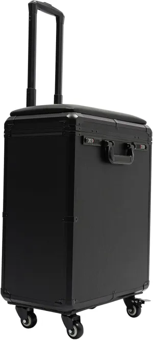 Rolling Makeup Case, Makeup Case with a Tripod and 4 Universal Wheels, 3 Side Drawers Cosmetic Trolley with Combination Lock Beauty Luggage Makeup Travel Tool Box for Salon Barber