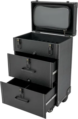 Rolling Makeup Case with Drawers & 4 Wheel, Cosmetic Trolley, Portable Beauty/Nail/Hair Styling Travel Cart, Manicure Storage Case (Black)