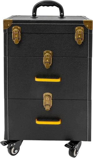 Rolling Makeup Case with Drawers&4 Wheel, Cosmetic Case Trolley, Make Up Suitcase Cosmetic Trolley, Portable Multifunction Makeup Suitcase, Jewelry Travel Cosmetic Train Case (Black Bronze Color)
