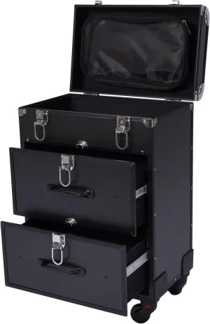 Rolling Makeup Train Case Cosmetic Trolley Travel Makeup Storage Organizer Black