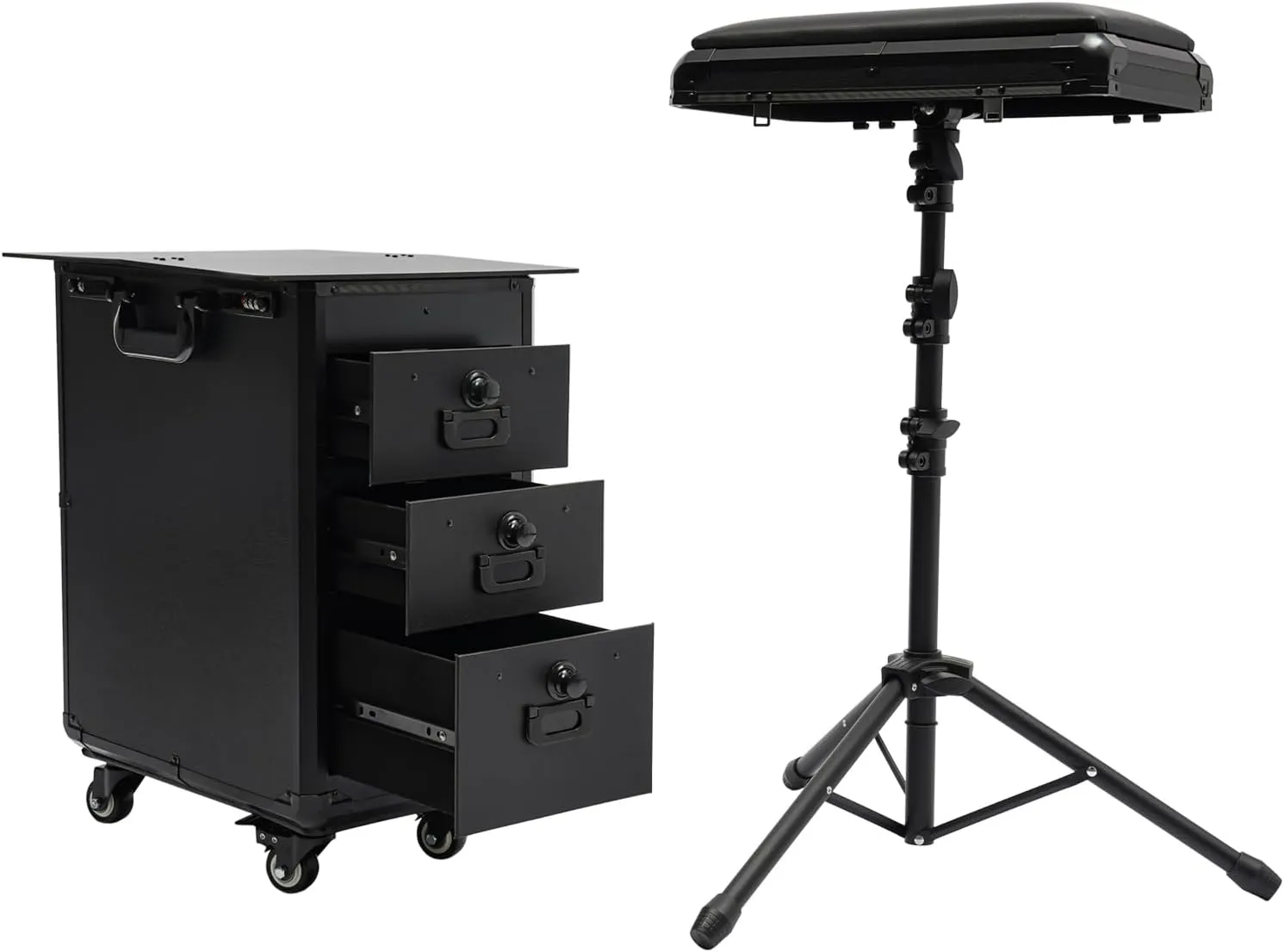Rolling Makeup Train Case, Professional Cosmetology Travel Trolley with 4 Universal Wheels, Cosmetic Rolling Case with Combination Lock