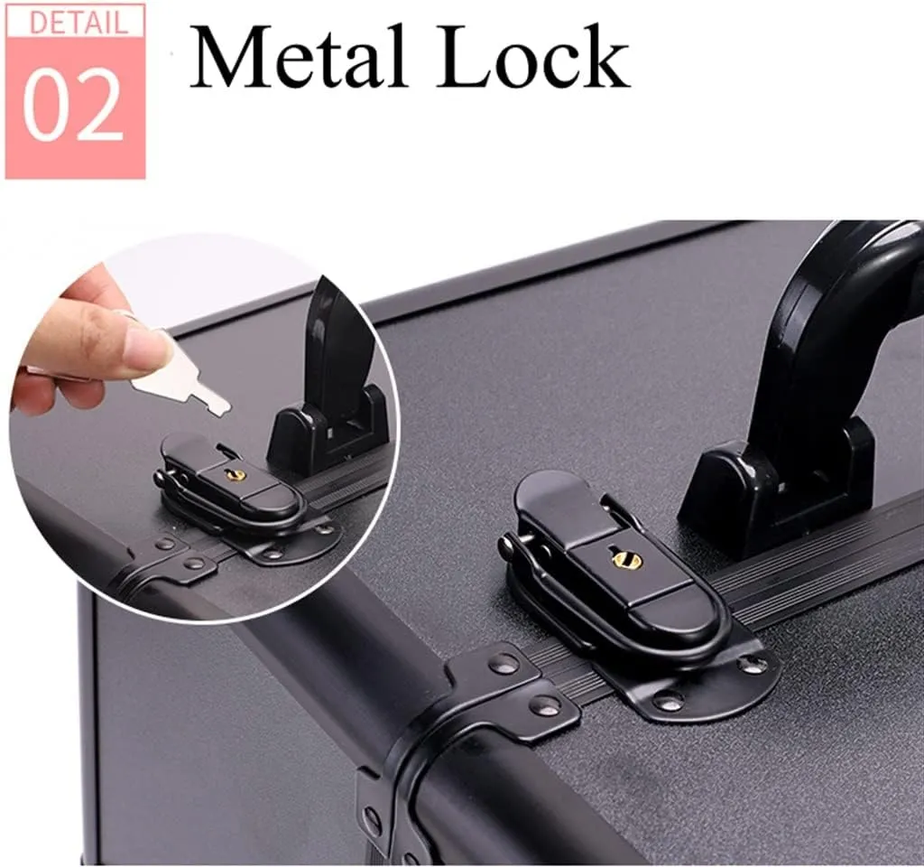 Rolling Nail Box Wheeled Nail Art Storage Box Polish Organizer Rolling Makeup Trolley Cosmetics Suitcase(D)