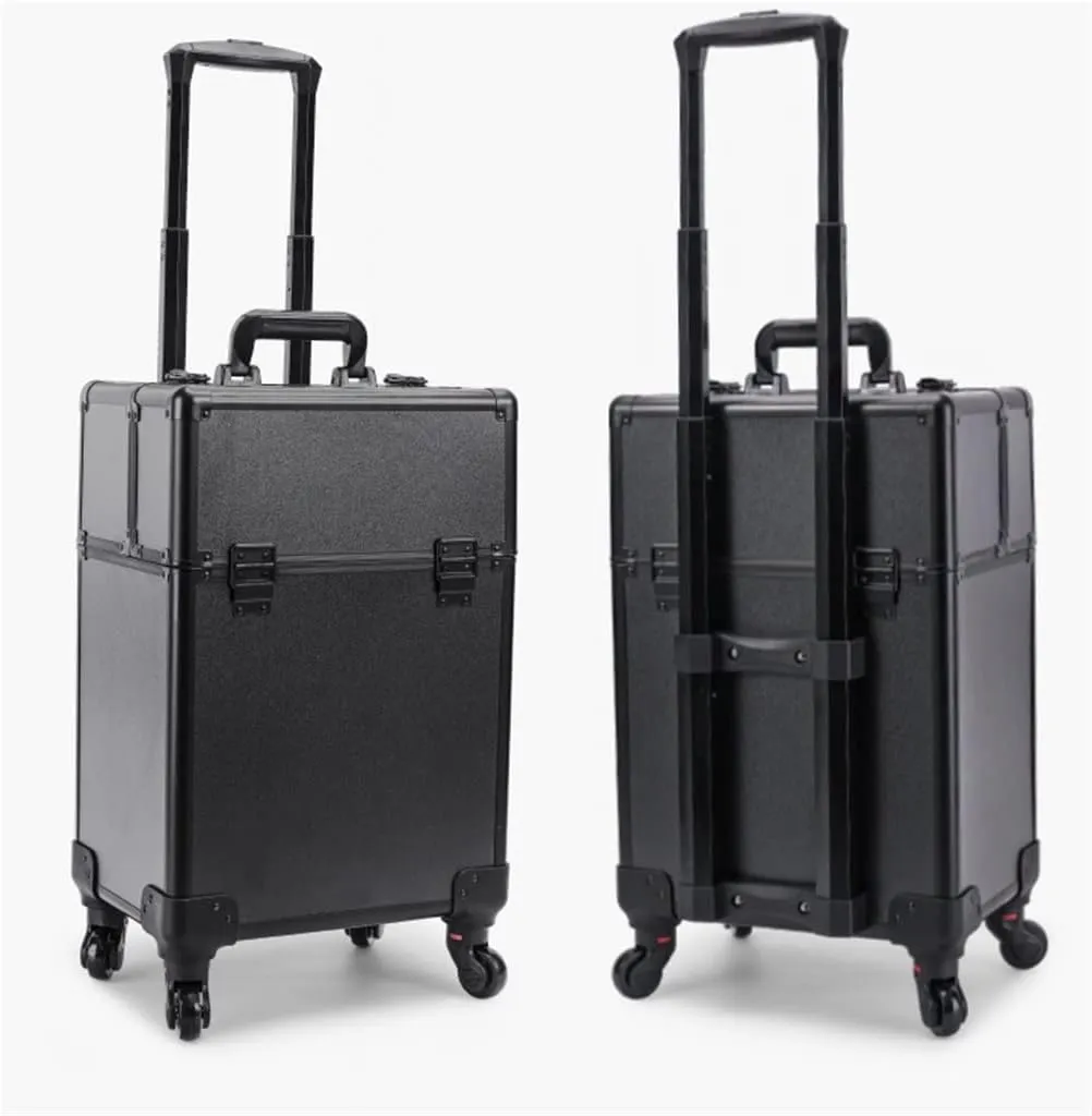 Rolling Nail Box Wheeled Nail Art Storage Box Polish Organizer Rolling Makeup Trolley Cosmetics Suitcase(D)