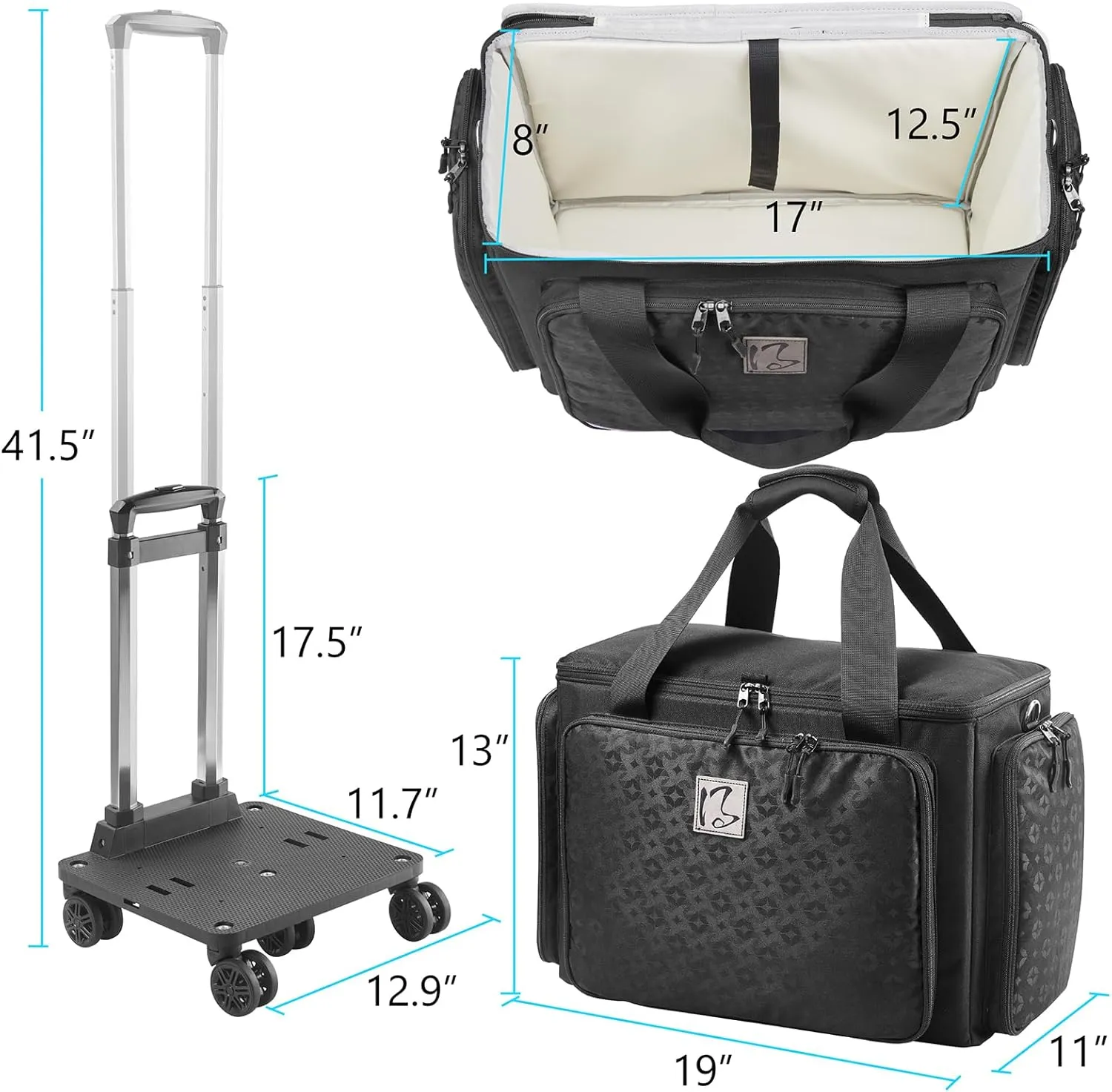 Rolling Sewing Machine Bag with Universal wheels,Sewing Machine Carrying Case with YKK zipers, Compatible most Standard Brother, Singer, Bernina, Sewing Machines. (Black)