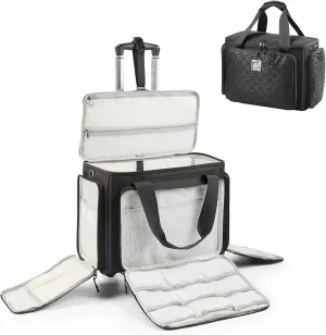 Rolling Sewing Machine Bag with Universal wheels,Sewing Machine Carrying Case with YKK zipers, Compatible most Standard Brother, Singer, Bernina, Sewing Machines. (Black)