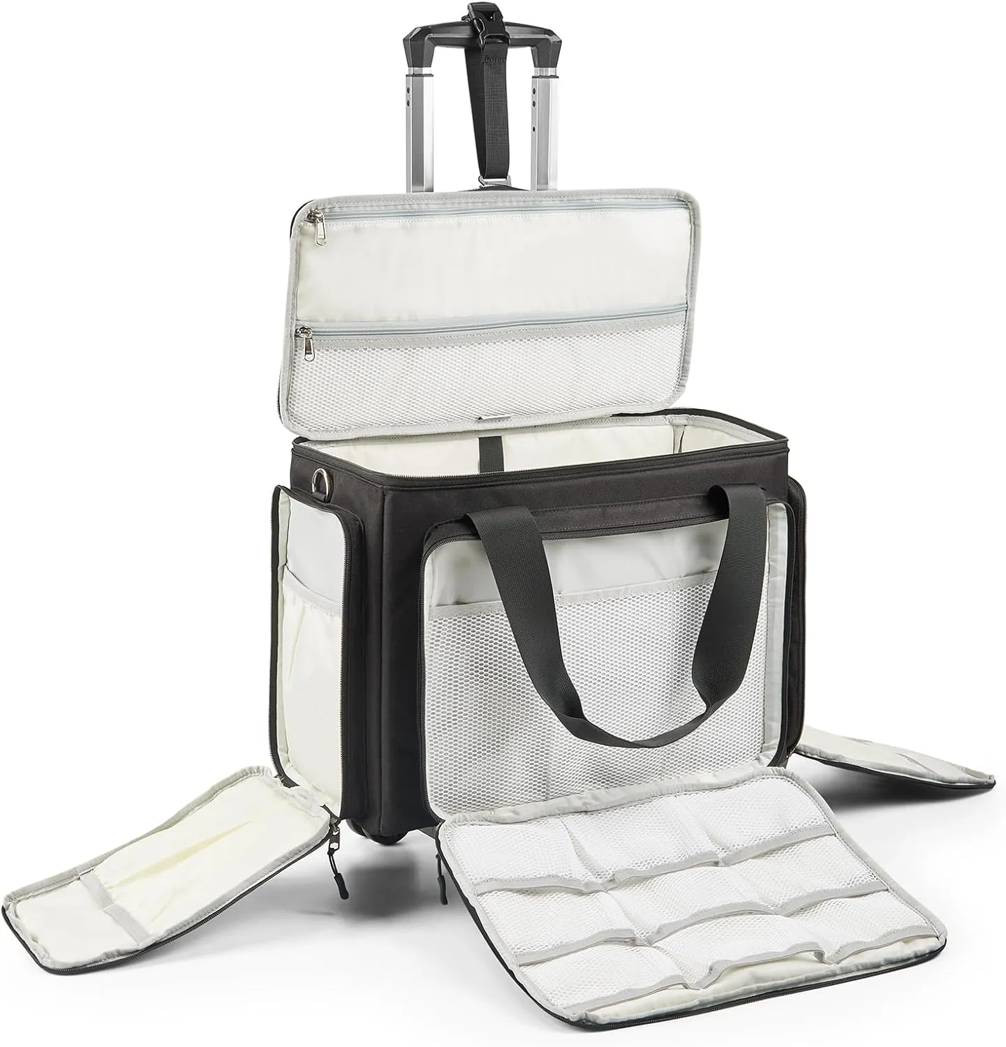 Rolling Sewing Machine Bag with Universal wheels,Sewing Machine Carrying Case with YKK zipers, Compatible most Standard Brother, Singer, Bernina, Sewing Machines (black)