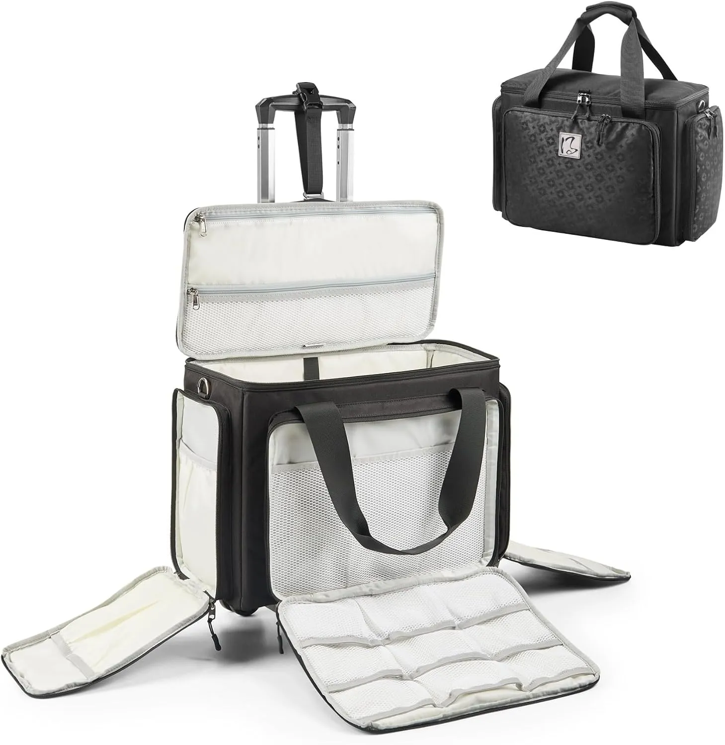 Rolling Sewing Machine Bag with Universal wheels,Sewing Machine Carrying Case with YKK zipers, Compatible most Standard Brother, Singer, Bernina, Sewing Machines. (Black)