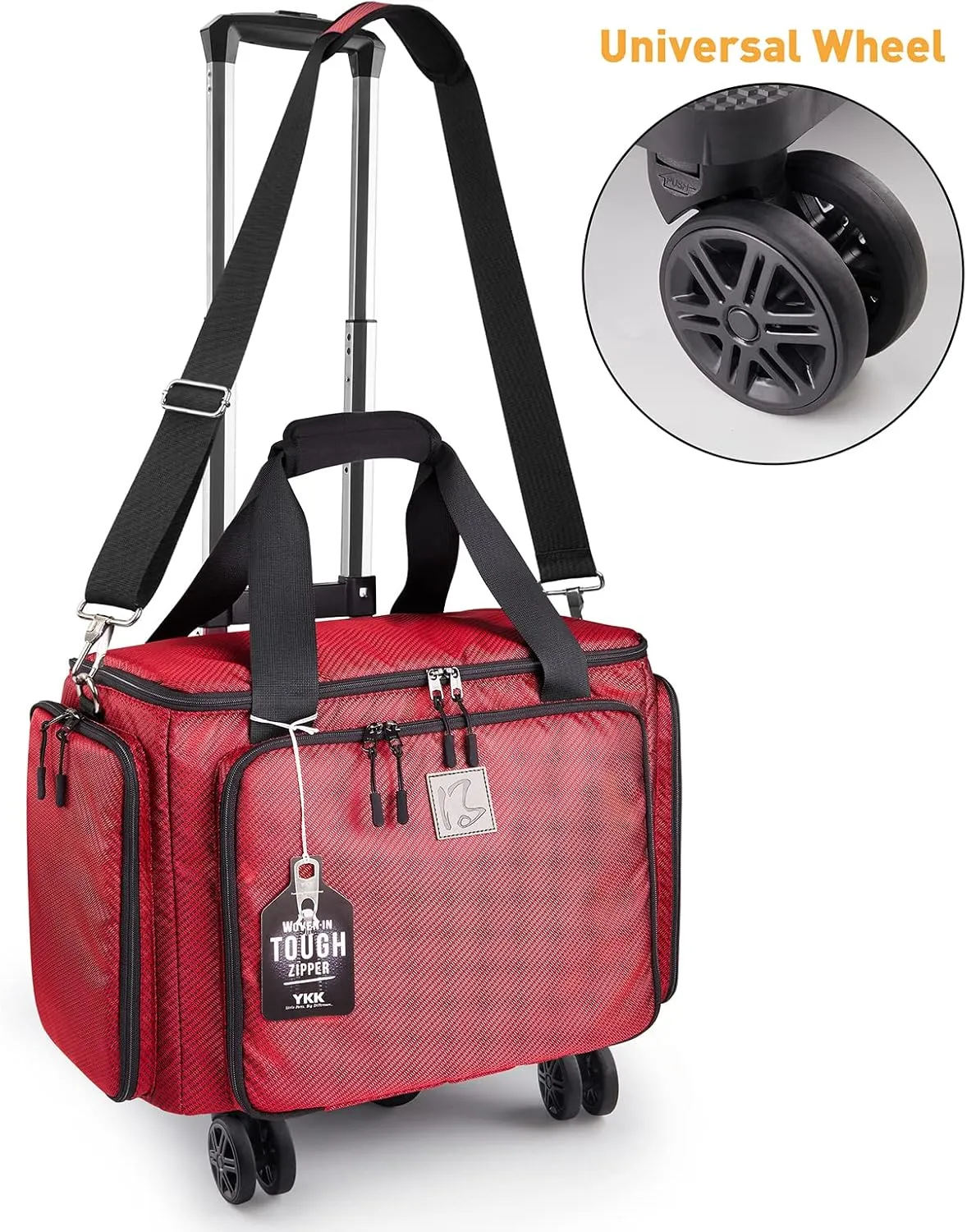 Rolling Sewing Machine Bag with Universal wheels,Sewing Machine Carrying Case with YKK zipers, Compatible most Standard Brother, Singer, Bernina, Sewing Machines.For Women (Red)