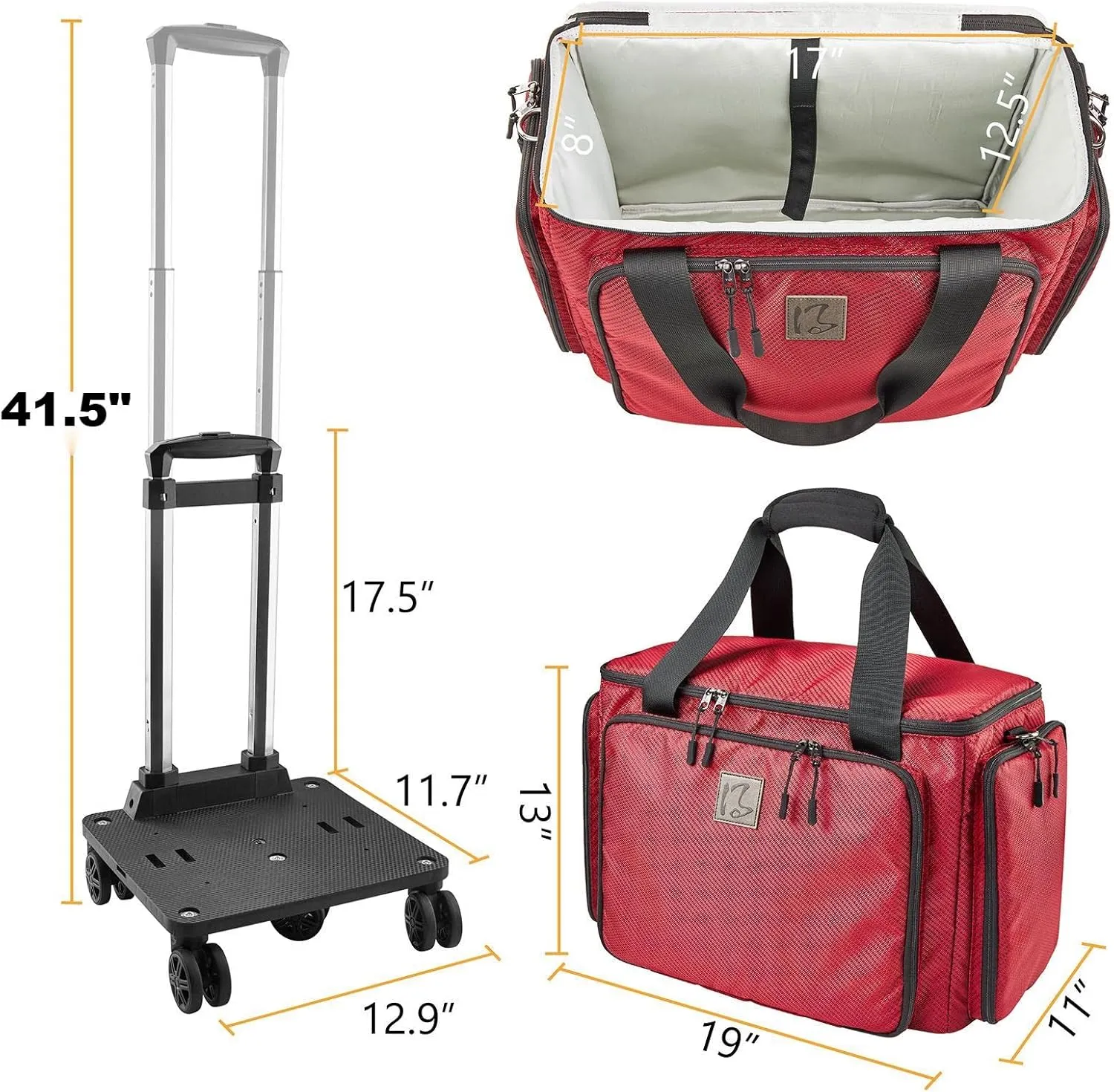 Rolling Sewing Machine Bag with Universal wheels,Sewing Machine Carrying Case with YKK zipers, Compatible most Standard Brother, Singer, Bernina, Sewing Machines.For Women (Red)