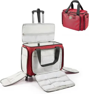 Rolling Sewing Machine Bag with Universal wheels,Sewing Machine Carrying Case with YKK zipers, Compatible most Standard Brother, Singer, Bernina, Sewing Machines.For Women (Red)