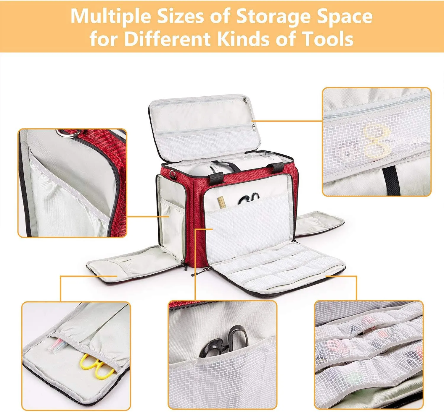 Rolling Sewing Machine Bag with Universal wheels,Sewing Machine Carrying Case with YKK zipers, Compatible most Standard Brother, Singer, Bernina, Sewing Machines.For Women