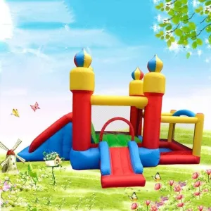 ROLTIN Bouncy Castle, Inflatable Castle for Children,Outdoor Castle Square Large Toy Inflatable Trampoline Castle Kindergarten Slide Naughty Castle Inflatabl