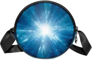 Round Cross Body Bag, Womens Purses, Long Strap Crossbody Bag for Traveling, abstract lights lines