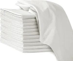 ROYALE LINENS Flour Sack Dish Towels - Kitchen Towel - Super Absorbent Flour Sack -100% Ring Spun Cotton -Tea Towels - for Embroidery, Cloth Diapers, Cheese Strainers (White - 28" X 28" Pack of 12)