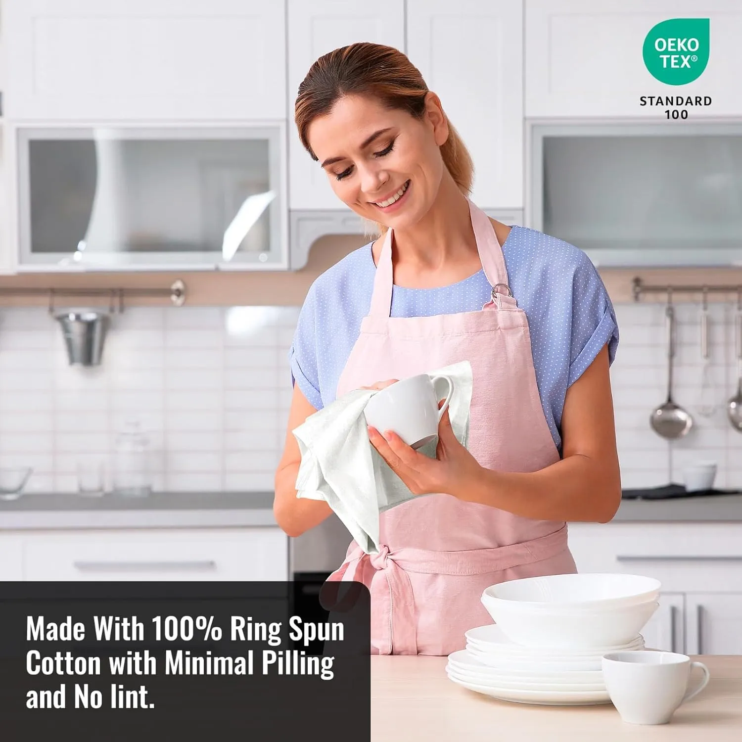 ROYALE LINENS Flour Sack Dish Towels - Kitchen Towel - Super Absorbent Flour Sack -100% Ring Spun Cotton -Tea Towels - for Embroidery, Cloth Diapers, Cheese Strainers (White - 28" X 28" Pack of 12)