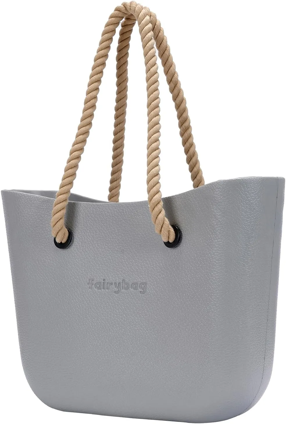 Rubber Tote Handbag with Rope Handles and Faux Leather Strap Lightweight Waterproof Shoulder Bag with EVA Foam Rubber