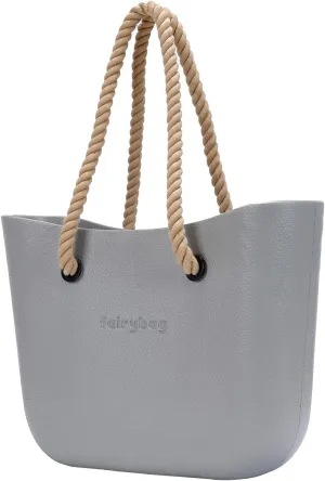 Rubber Tote Handbag with Rope Handles and Faux Leather Strap Lightweight Waterproof Shoulder Bag with EVA Foam Rubber