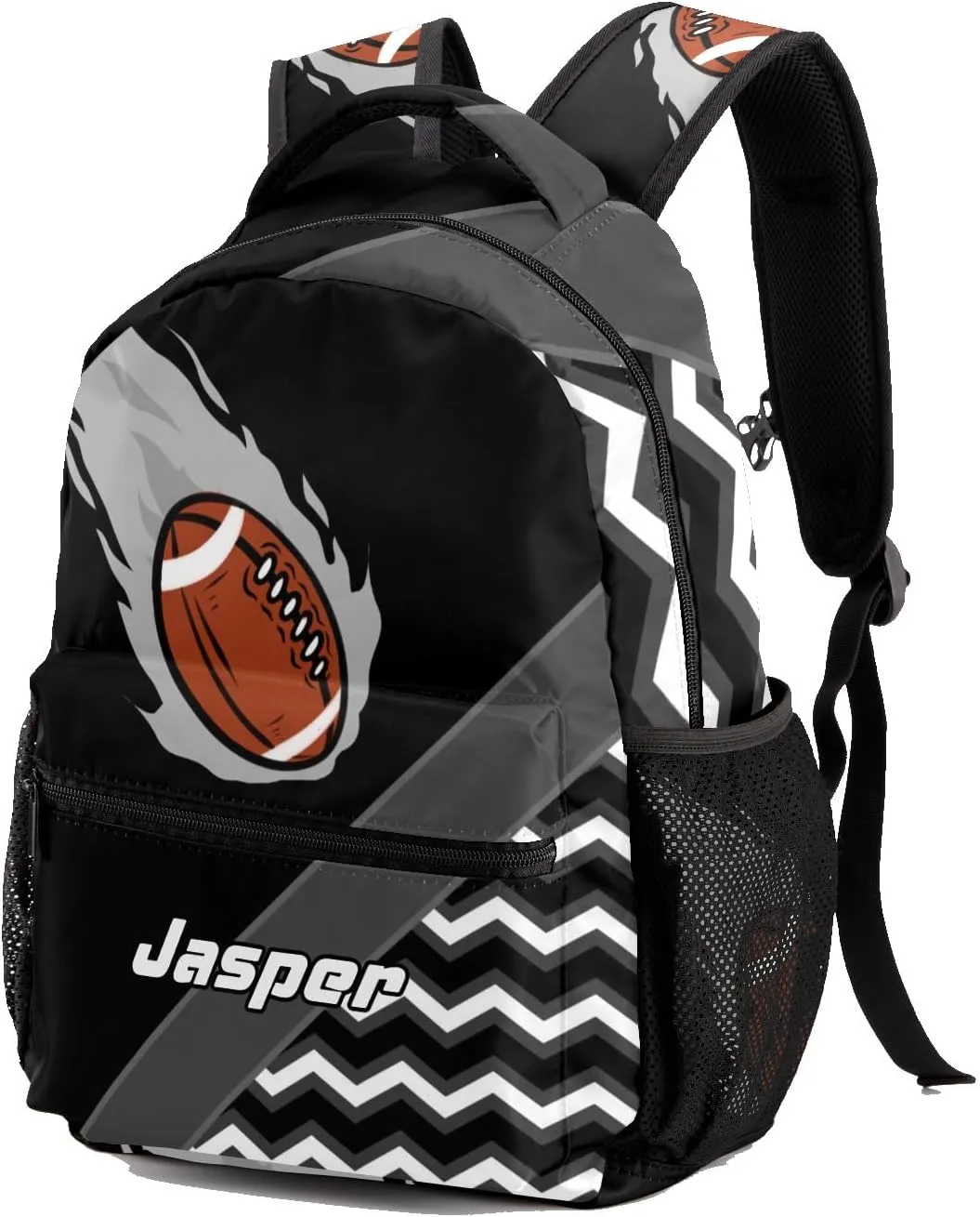 Rugby Football Fire Cool Excited Black Toddler Backpack for Boys Girls Preschool Bookbag Personalized Backpack for Kindergarten Children Nursery Daycare