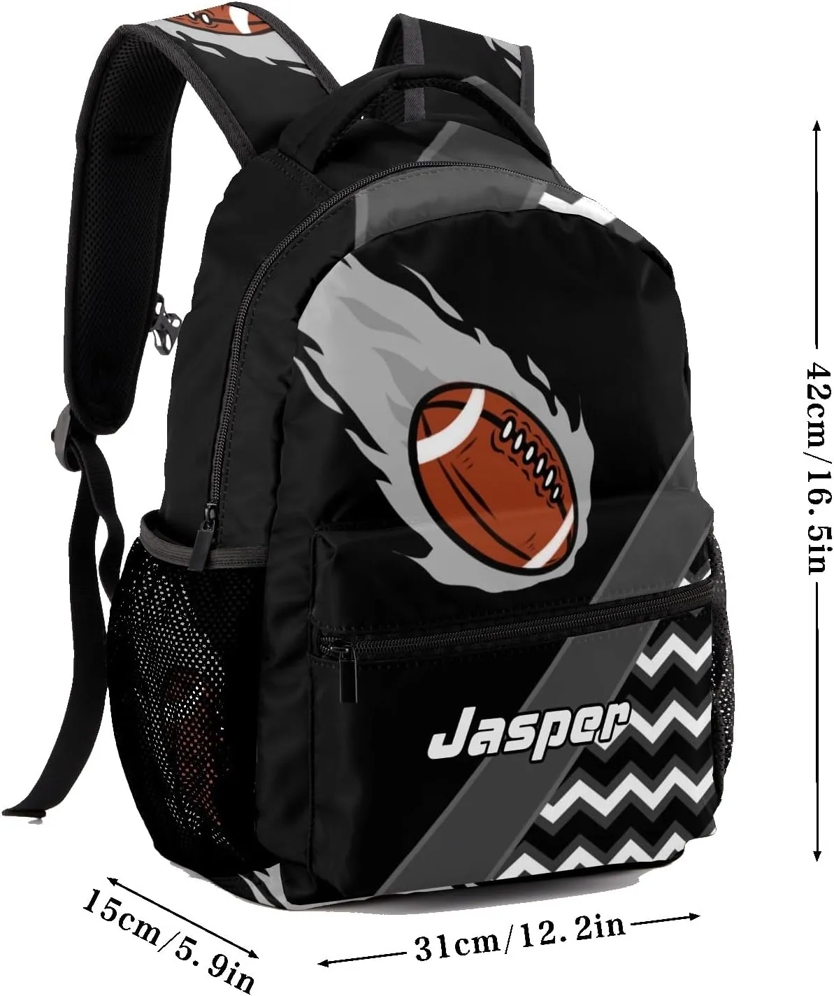 Rugby Football Fire Cool Excited Black Toddler Backpack for Boys Girls Preschool Bookbag Personalized Backpack for Kindergarten Children Nursery Daycare