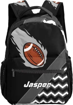 Rugby Football Fire Cool Excited Black Toddler Backpack for Boys Girls Preschool Bookbag Personalized Backpack for Kindergarten Children Nursery Daycare