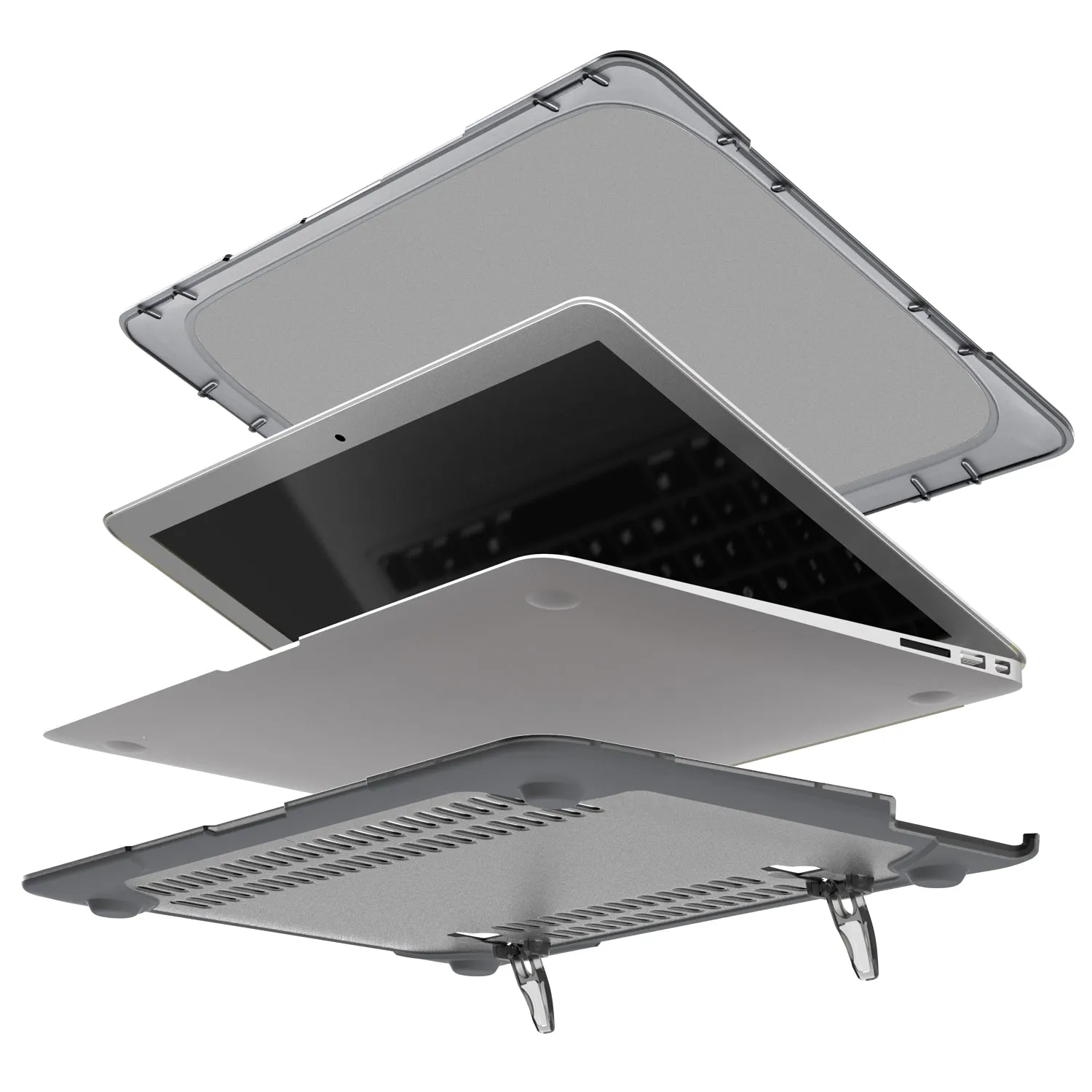 Rugged Protective & Heavy Duty Case Macbook Air 13 (2010-2017) - Clear Grey