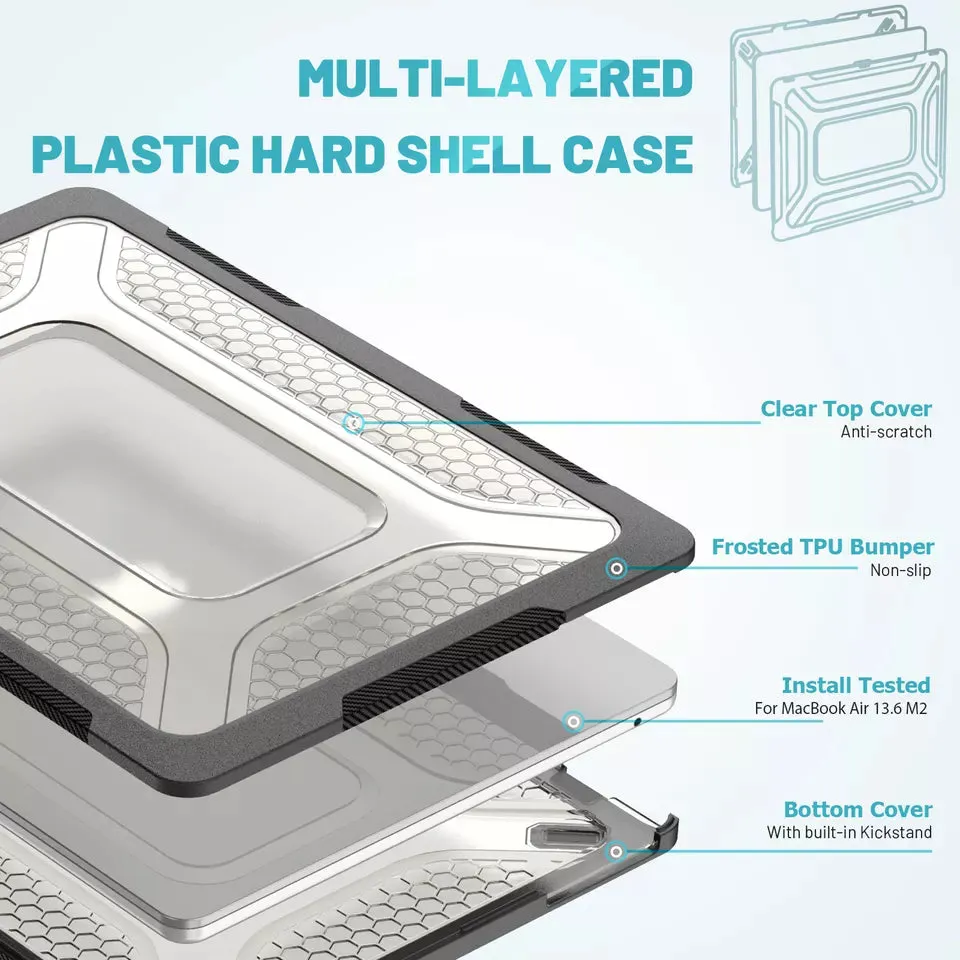 Rugged Protective & Heavy Duty Case Macbook Air 13.6 2022 M2 - Clear Black