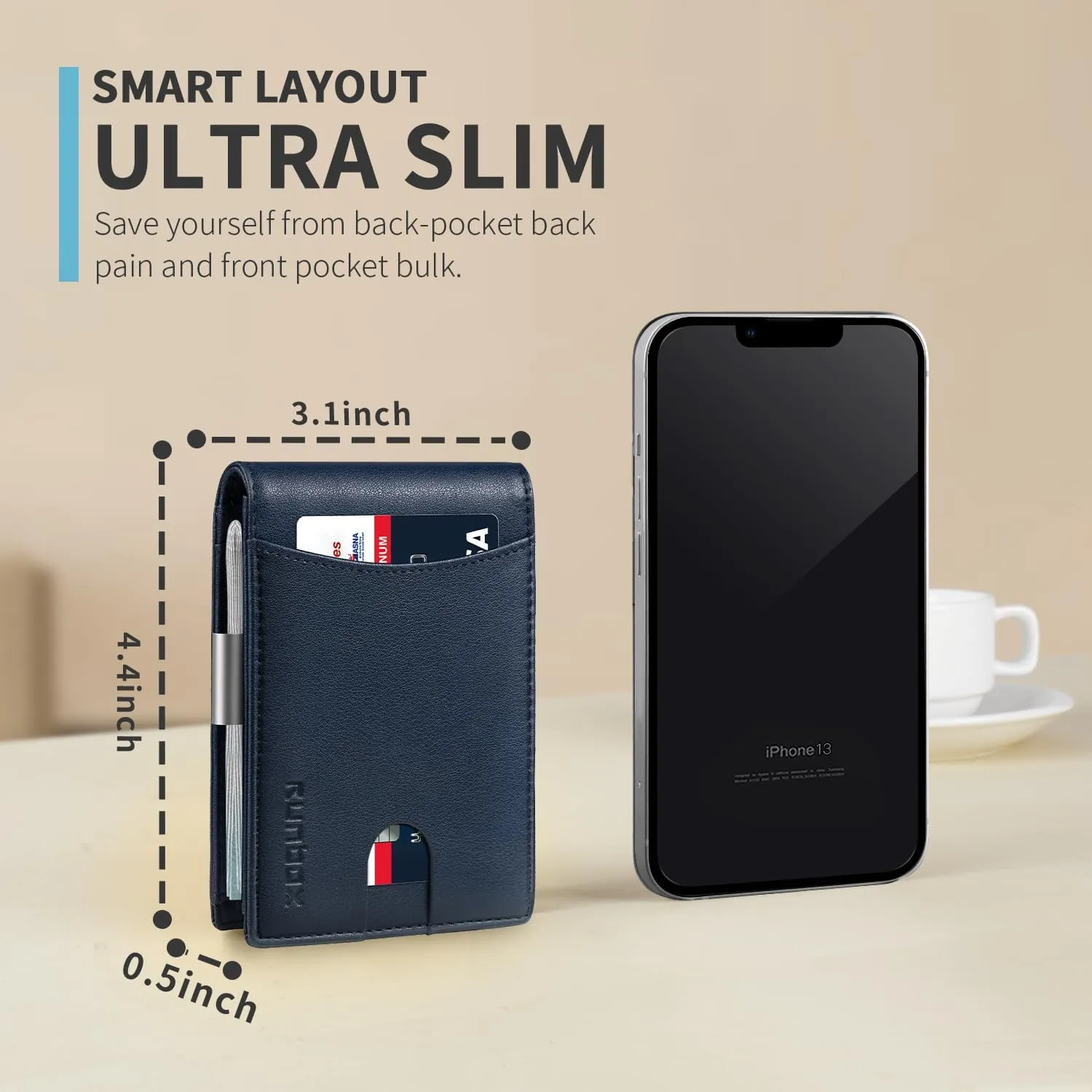 RUNBOX Slim Money Clip Wallets for Men RFID Blocking 11 Card Holder Minimalist Small Leather Bifold Men's Front Pocket Wallet Gift Box