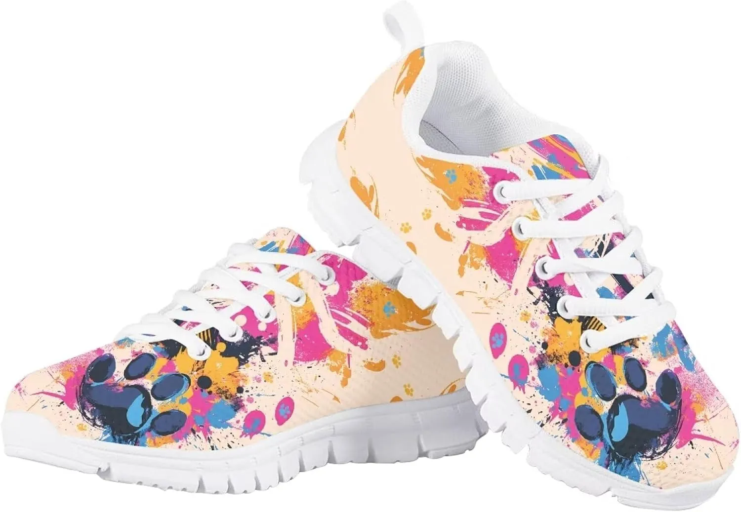 Running Shoes Casual Comfy Outdoor Sneakers for Boys Girls Lightweight Lace-Up Travel Shoes for Walking US Little Kid 11-13 Big Kid 1-5 White Sole