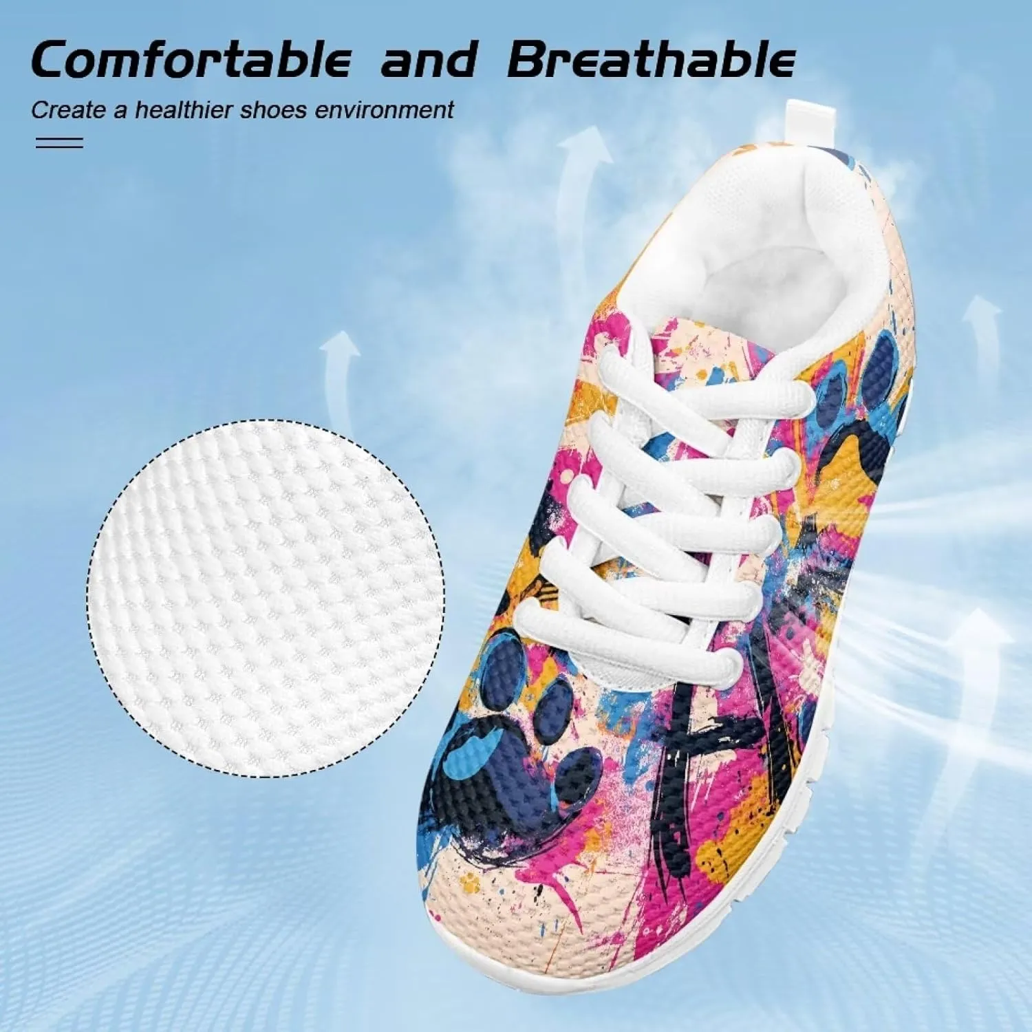 Running Shoes Casual Comfy Outdoor Sneakers for Boys Girls Lightweight Lace-Up Travel Shoes for Walking US Little Kid 11-13 Big Kid 1-5 White Sole