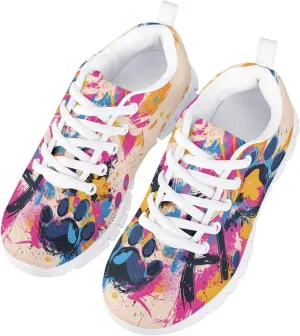 Running Shoes Casual Comfy Outdoor Sneakers for Boys Girls Lightweight Lace-Up Travel Shoes for Walking US Little Kid 11-13 Big Kid 1-5 White Sole